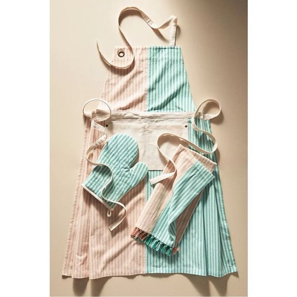 NEW Anthropologie Trudy Retro Stripe Coral Dish Towels Housewarming Hostess Gift - Picture 2 of 2